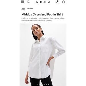 Athleta Midday Oversized Poplin Shirt - White